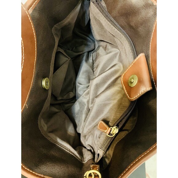 RELIC Animal Print Circular Black/Brown Hobo Crossbody Faux Leather Bag - Picture 7 of 11